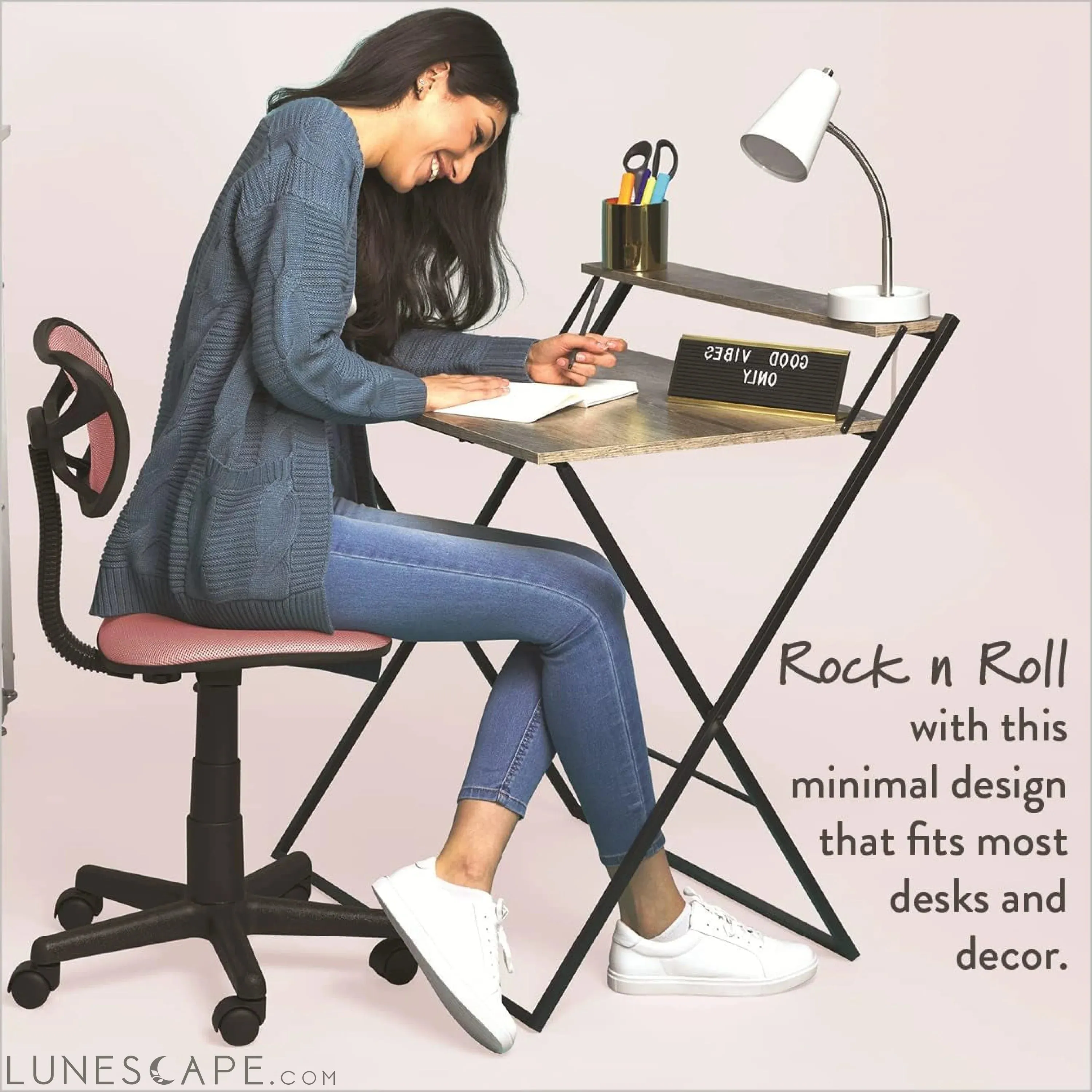 Swivel Mesh Desk Chair, Blush 21D X 21W X 34H In