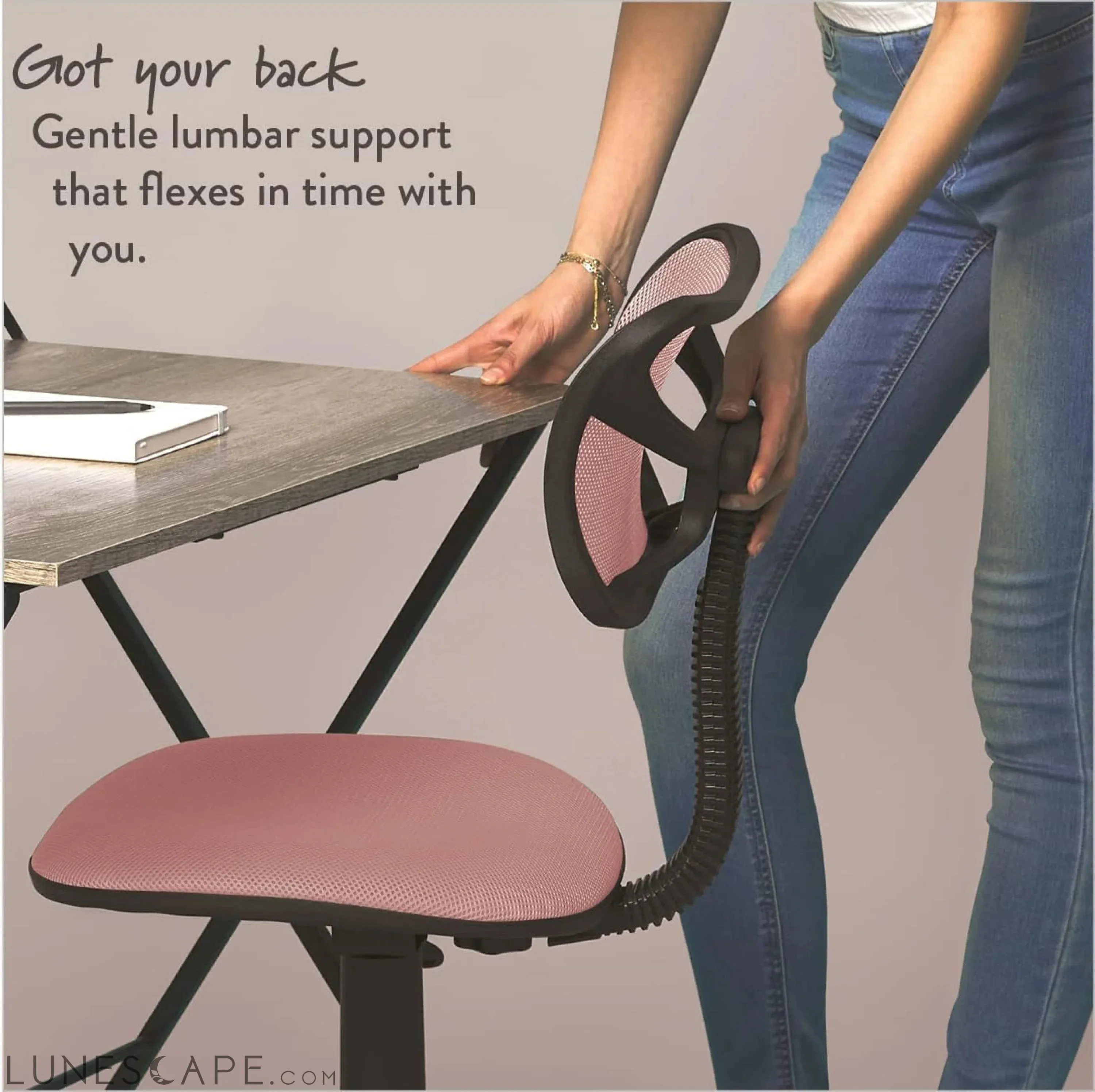 Swivel Mesh Desk Chair, Blush 21D X 21W X 34H In