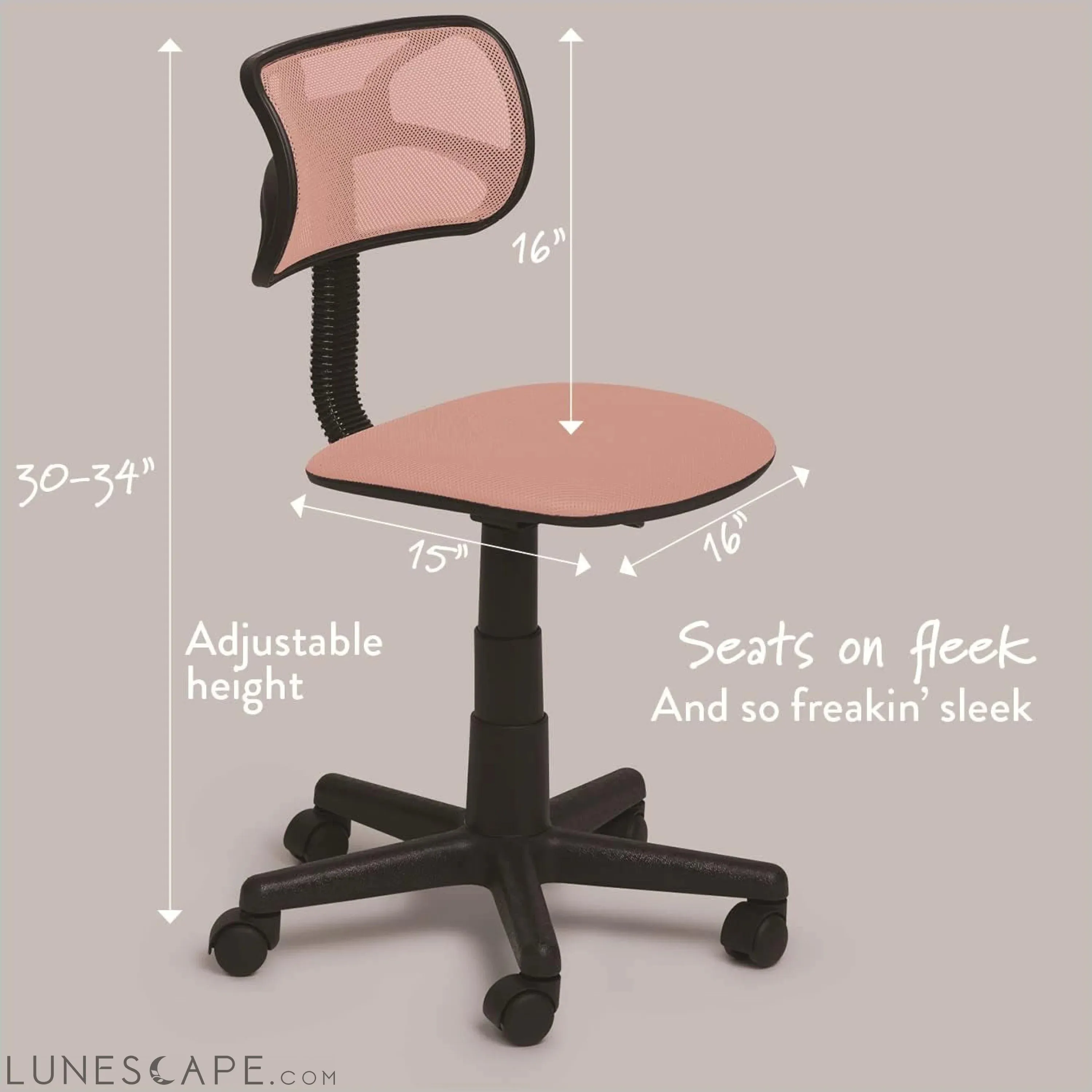 Swivel Mesh Desk Chair, Blush 21D X 21W X 34H In