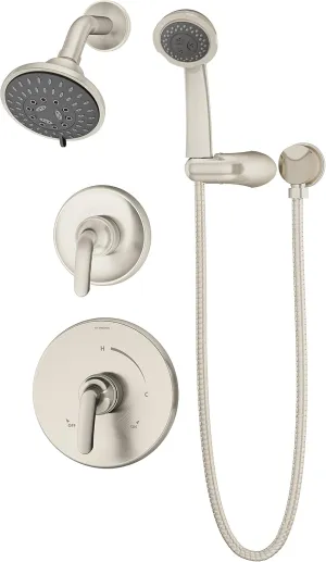 Symmons 5505-STN-1.5-TRM Elm 2-Handle 5-Spray Shower Trim with 3-Spray Hand Shower in Satin Nickel (Valves Not Included)