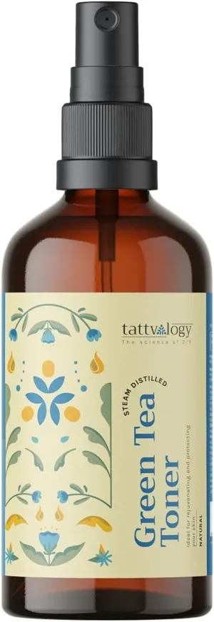 Tattvvaalogy Green Tea Hydrosol | Face Toner | 100% Vegan Floral Water with Vitamin C | Shrinks & Tightens Pores | Face Toner Serum for Women & Men | Chemical Free | in Glass Bottle - 100 ML