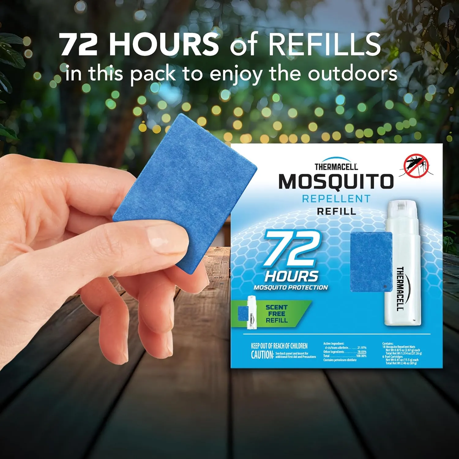 Thermacell Mosquito Repellent Refills; Compatible with Any Fuel-Powered Thermacell Repeller; Highly Effective, Long Lasting, No Spray or Mess; 15 Foot Zone of Mosquito Protection