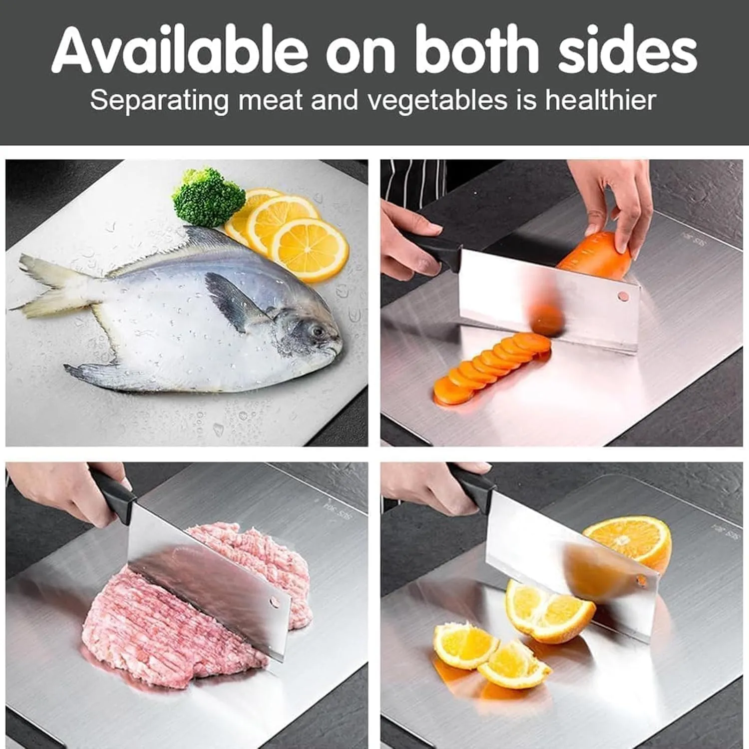 Titanium Cutting Board Set of 3, Titanium Cutting Boards for Kitchen, Double-Sided Food Grade Titanium Cutting Board for Cutting Meats, Fruits and Vegetables