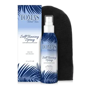Toma's Total Tan Liquid Spray Instant Sunless Tanner - Whole Body Natural Looking Golden Bronze - Non-Sticky Streak-Free Application Color Guide - Paraben-Free, Tropical Scent - 6 oz