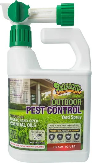 Trifecta Outdoor Pest Control | Natural mosquito repellent, tick, gnat, & mosquito backyard control | Pet & Kid Safe | Hose-End pest control spray for Lawns, Trees, Bushes, Patios & More (32oz 2-Pack)
