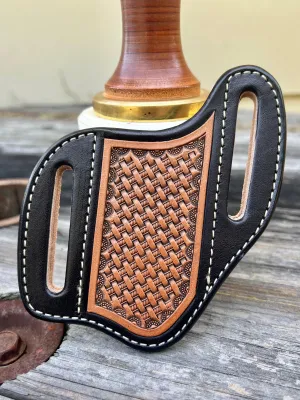 Two Tone Black Basket Stamped Knife Sheath