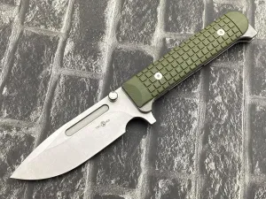 TwoSun TS394-D2-Green Folding Knife D2 Blade Titanium G10 Handle Big Folder Knife