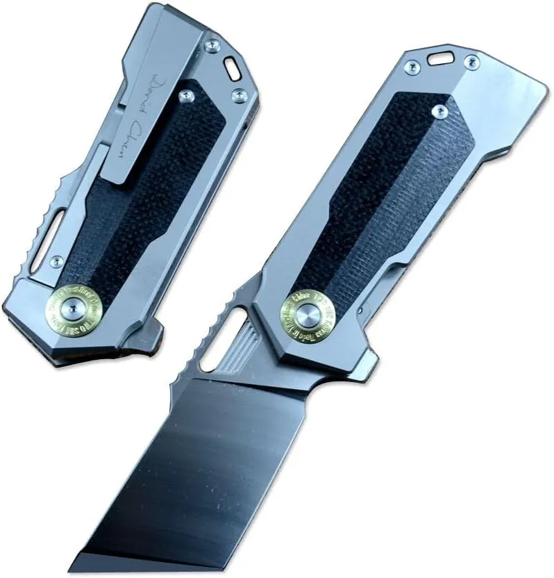 TwoSun TS500 Folding Knives D2 Tanto Blade Micarta Titanium Handle
