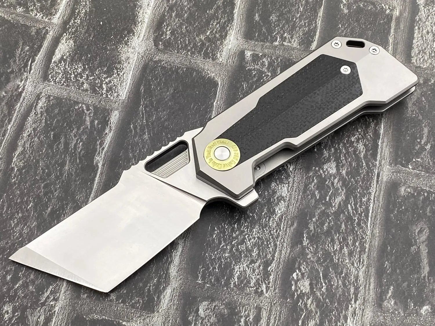 Twosun TS500-Sand-black Folding Knife D2 Blade TC4 Titanium Inlay Micarta Handle Pocket Knife