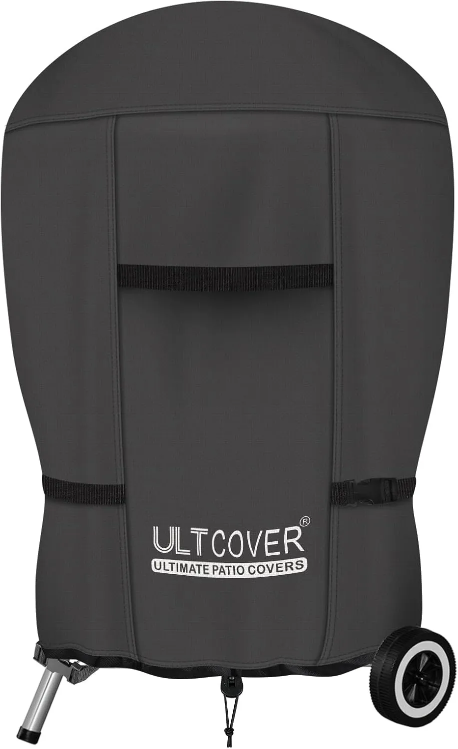 ULTCOVER Outdoor Waterproof Charcoal Kettle Grill Cover for Most 22 inch Round Smoker Size Up to 28” Dia x 35” H, Black