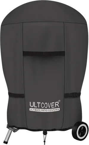 ULTCOVER Outdoor Waterproof Charcoal Kettle Grill Cover for Most 22 inch Round Smoker Size Up to 28” Dia x 35” H, Black
