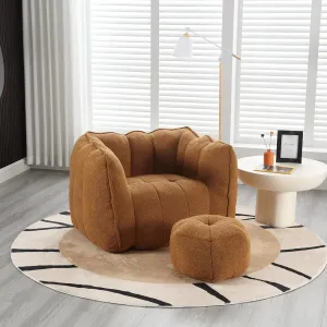 Ultimate Comfort with Soft Bean Bag Chair, High Resilient Foam, for Gaming and Relaxation, Khaki and Yellow