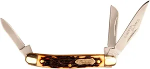 Uncle Henry 807UH Junior Traditional Folding Pocket Knife with 3 High Carbon Stainless Steel Blades, Classic Staglon Handle, and Nickel Silver Bolsters for Hunting, Everyday Carry, Camping and Outdoor