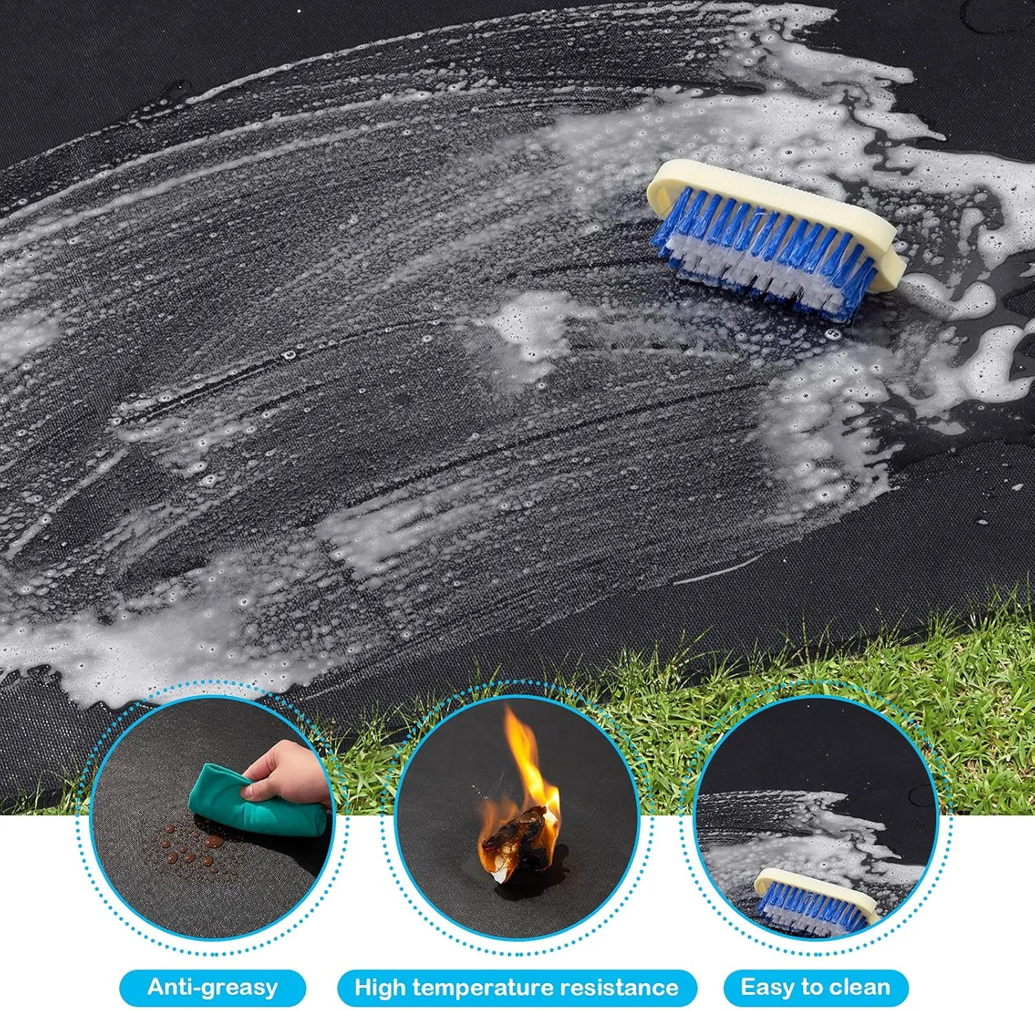 Under Grill Mat 48 ×30 Inch for Outdoor Charcoal, Flat Top, Smokers, Gas Grills.Oil-Proof and Water-Proof BBQ Cvtayn Fireproof Mat Protects Deck Grass, Indoor Fireplace Mat