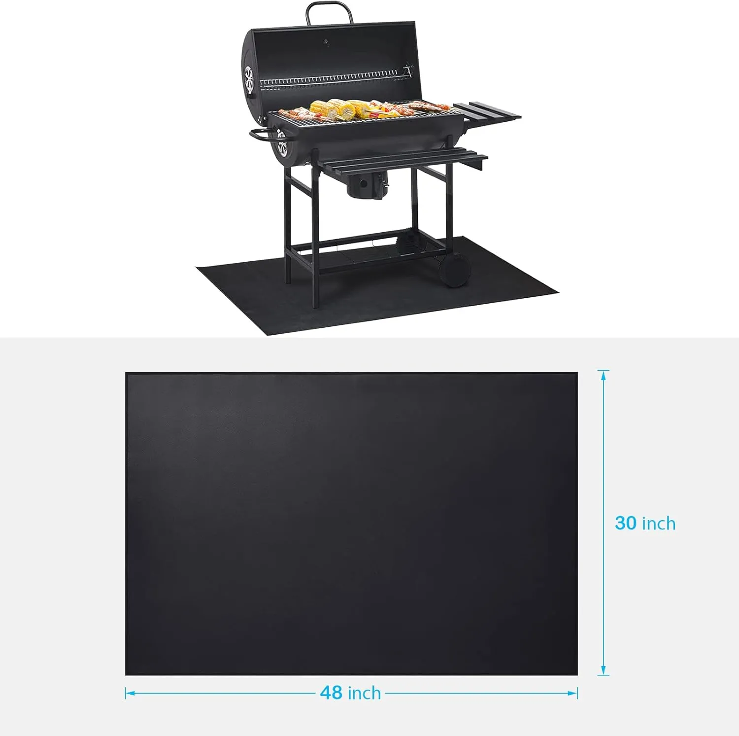 Under Grill Mat 48 ×30 Inch for Outdoor Charcoal, Flat Top, Smokers, Gas Grills.Oil-Proof and Water-Proof BBQ Cvtayn Fireproof Mat Protects Deck Grass, Indoor Fireplace Mat
