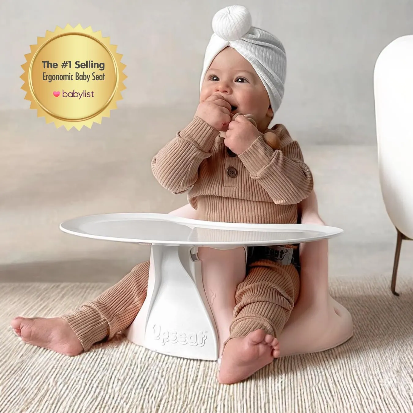 Upseat Baby Floor Seat Booster Chair for Sitting Up with Removable Tray for Meals and Playtime, Developed with Physical Therapists for Safe and Healthy Hip Development and Posture (Pink)