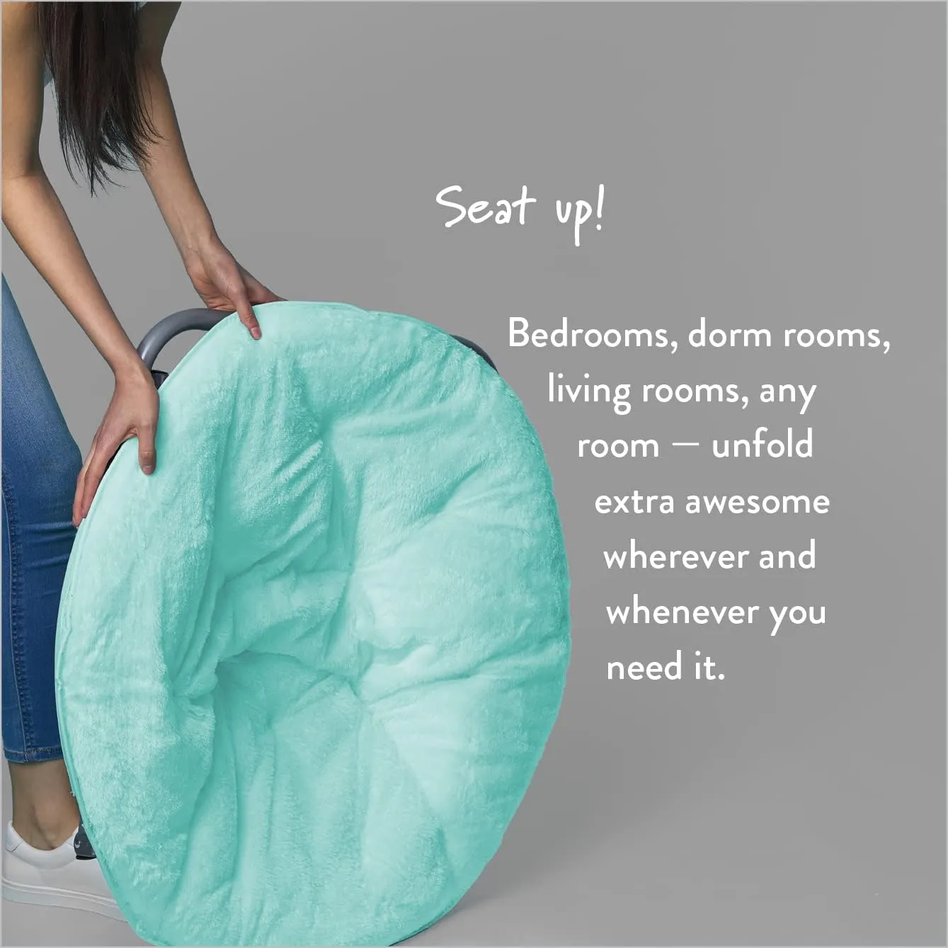 Urban Lifestyle Faux Fur Saucer Chair, Aqua Blue