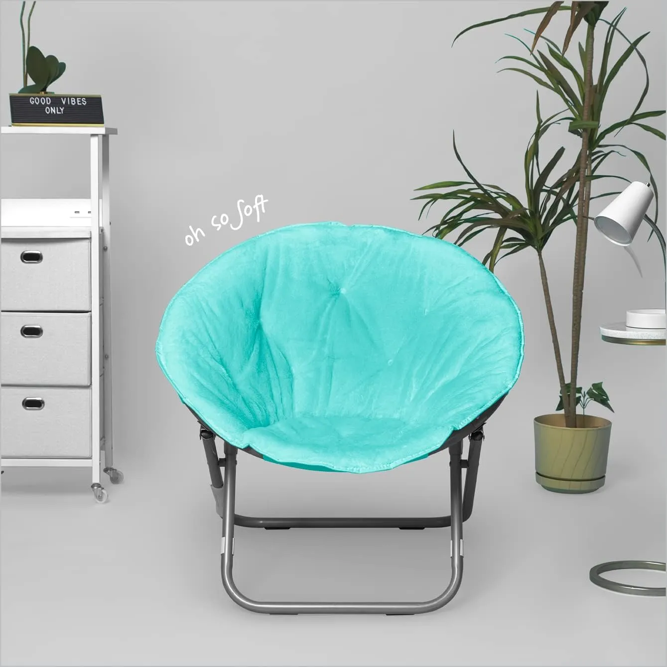 Urban Lifestyle Faux Fur Saucer Chair, Aqua Blue