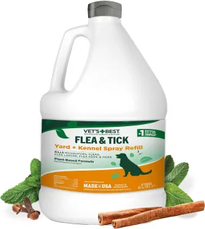 Vet’s Best Flea and Tick Yard and Kennel Spray – Natural Yard Treatment for Fleas, Ticks and Mosquitoes – Plant and Pet Safe Outdoor Spray with Certified Natural Oils – Made in USA – 96 oz Refill