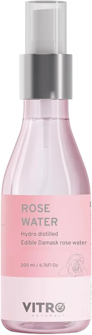 Viitro 100% Natural Rose Water Face Toner | Hydrating & Alcohol-Free | Tightens Pores, Balances pH | for All Skin Types | 200ml/6.76 floz.