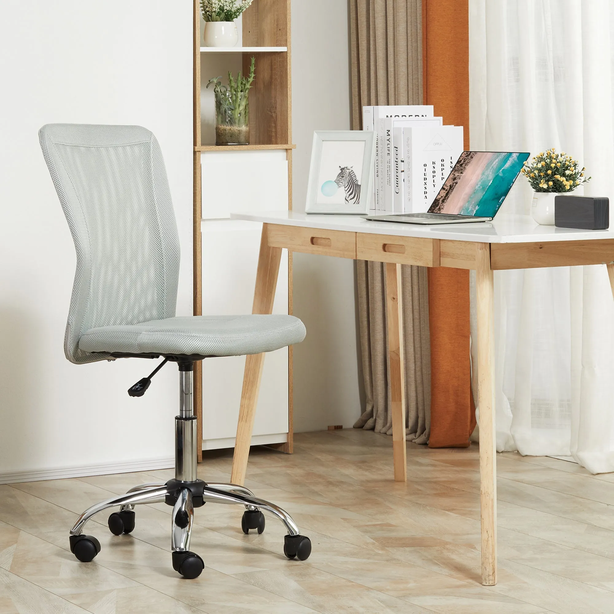Vinsetto Home Office Mesh Task Chair Ergonomic Armless Mid Back Height Adjustable with Swivel Wheels