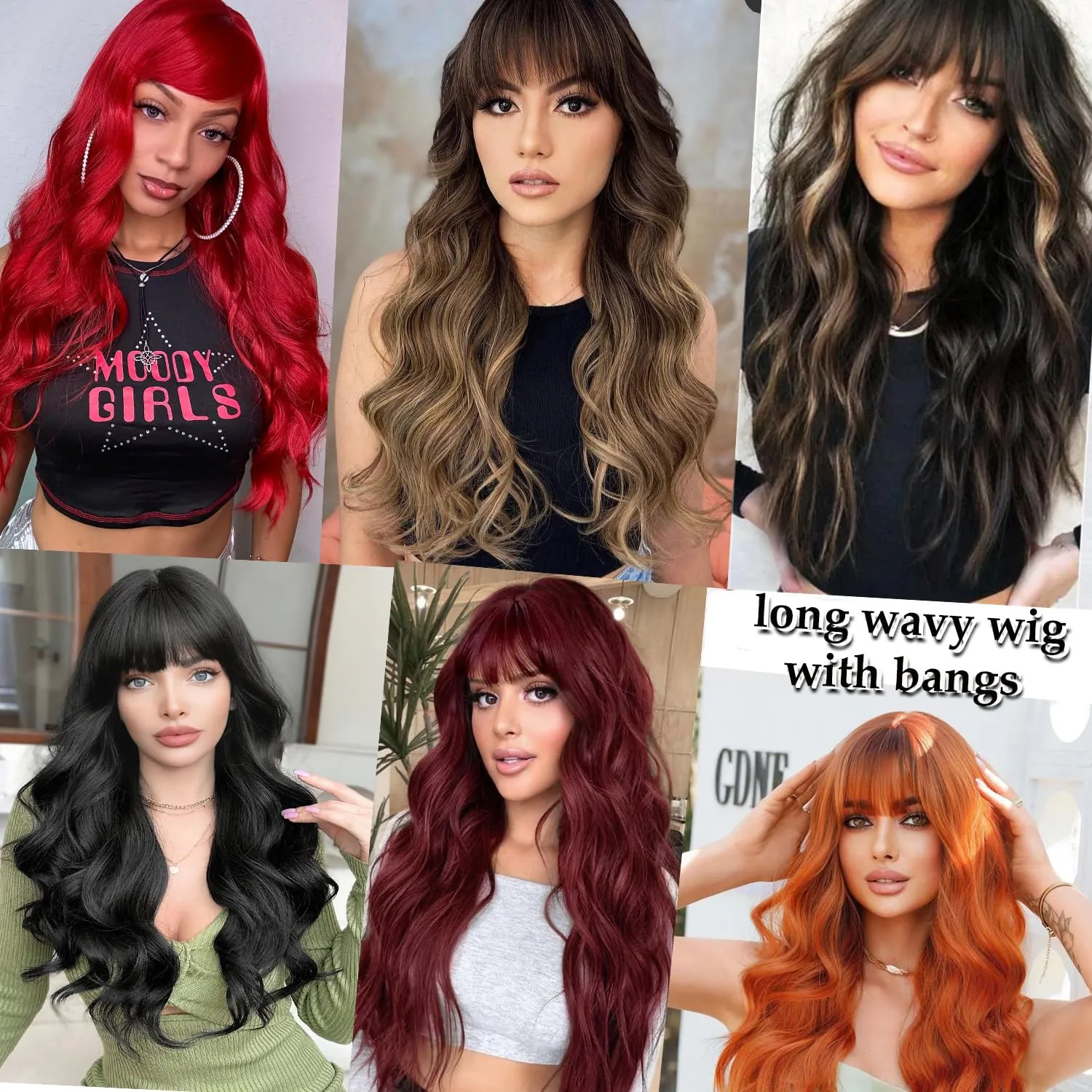 Vomella Honey Blonde Wig With Bangs 26 Inch Long Curly Wavy Synthetic Wig for Women