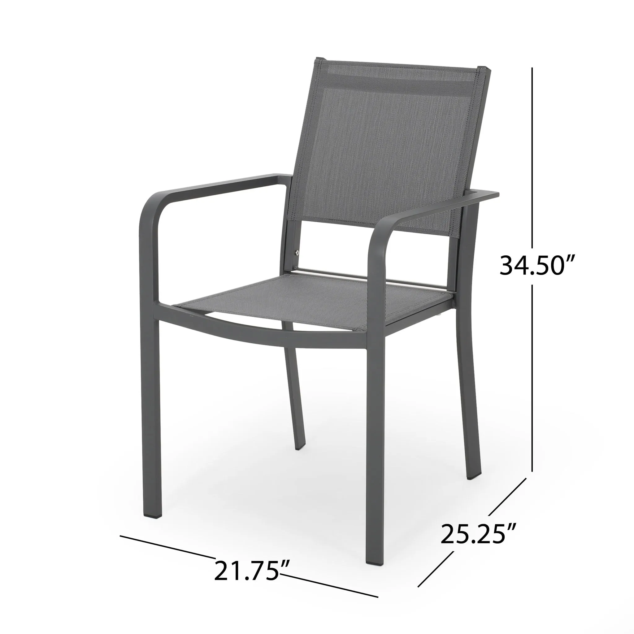 Waterfal - Outdoor Aluminum Dining Chair With Mesh Seat (Set of 2) - Dark Gray