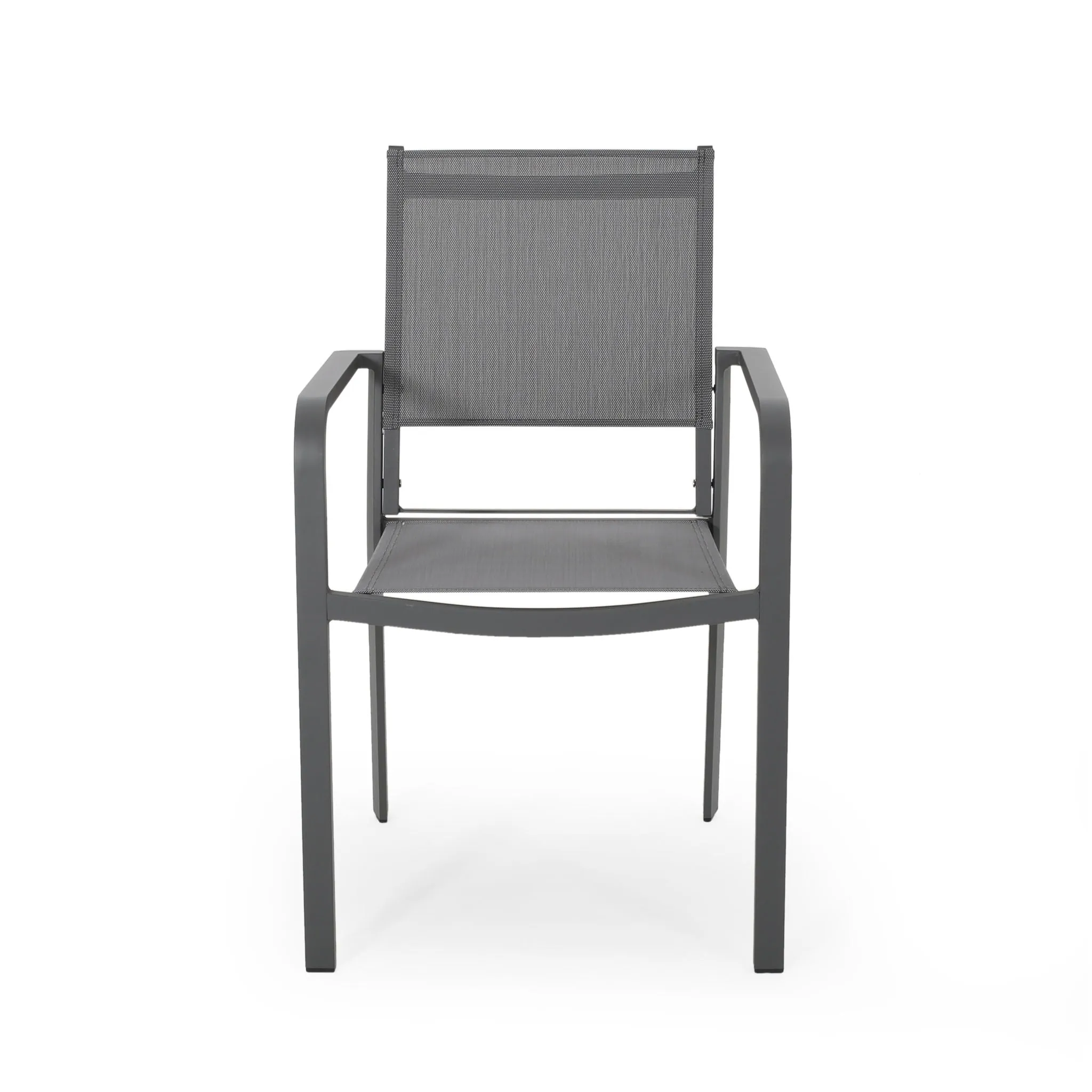 Waterfal - Outdoor Aluminum Dining Chair With Mesh Seat (Set of 2) - Dark Gray