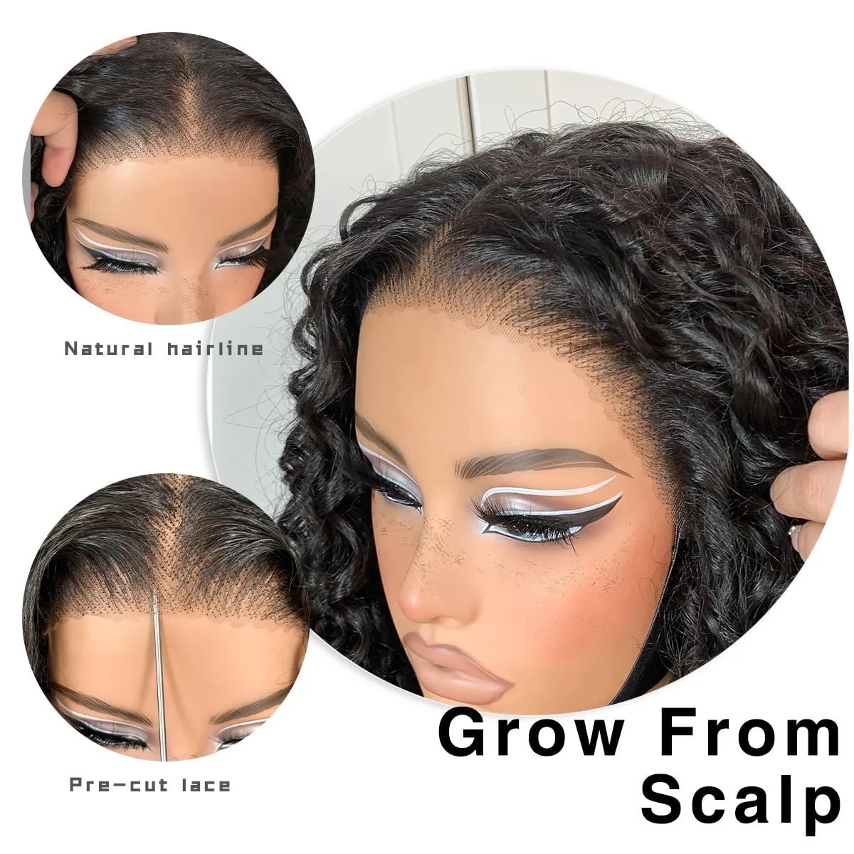 Wear And Go Glueless Wig Pre-Plucked Synthetic Curly Wig HD Lace Frontal Wig 13x6 Afro Wig Kinky Curly With Layer Beginners Friendly 18 Inch