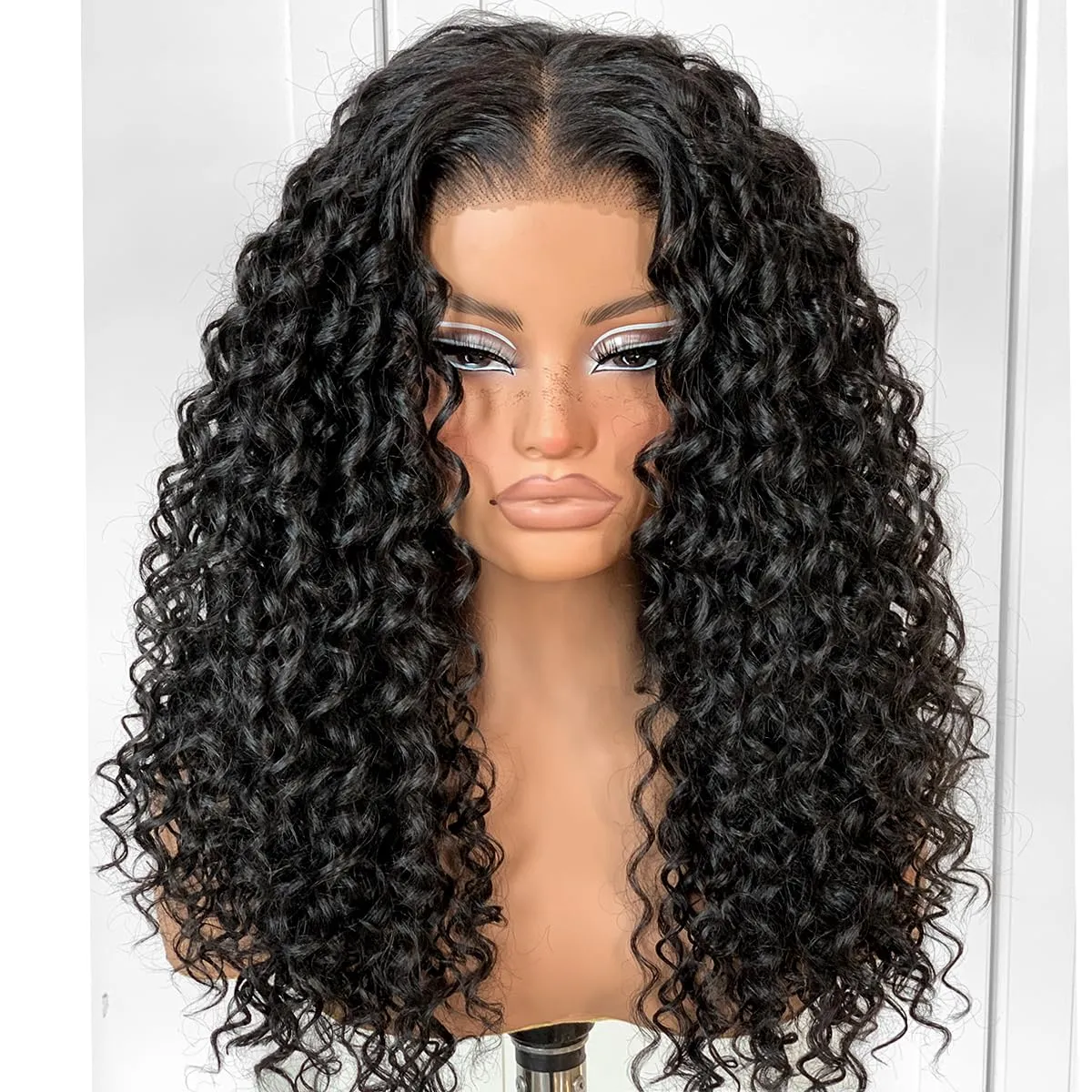 Wear And Go Glueless Wig Pre-Plucked Synthetic Curly Wig HD Lace Frontal Wig 13x6 Afro Wig Kinky Curly With Layer Beginners Friendly 18 Inch