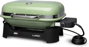 Weber Lumin Compact Outdoor Electric Barbecue Grill, Light Green - Great Small Spaces such as Patios, Balconies, and Decks, Portable and Convenient