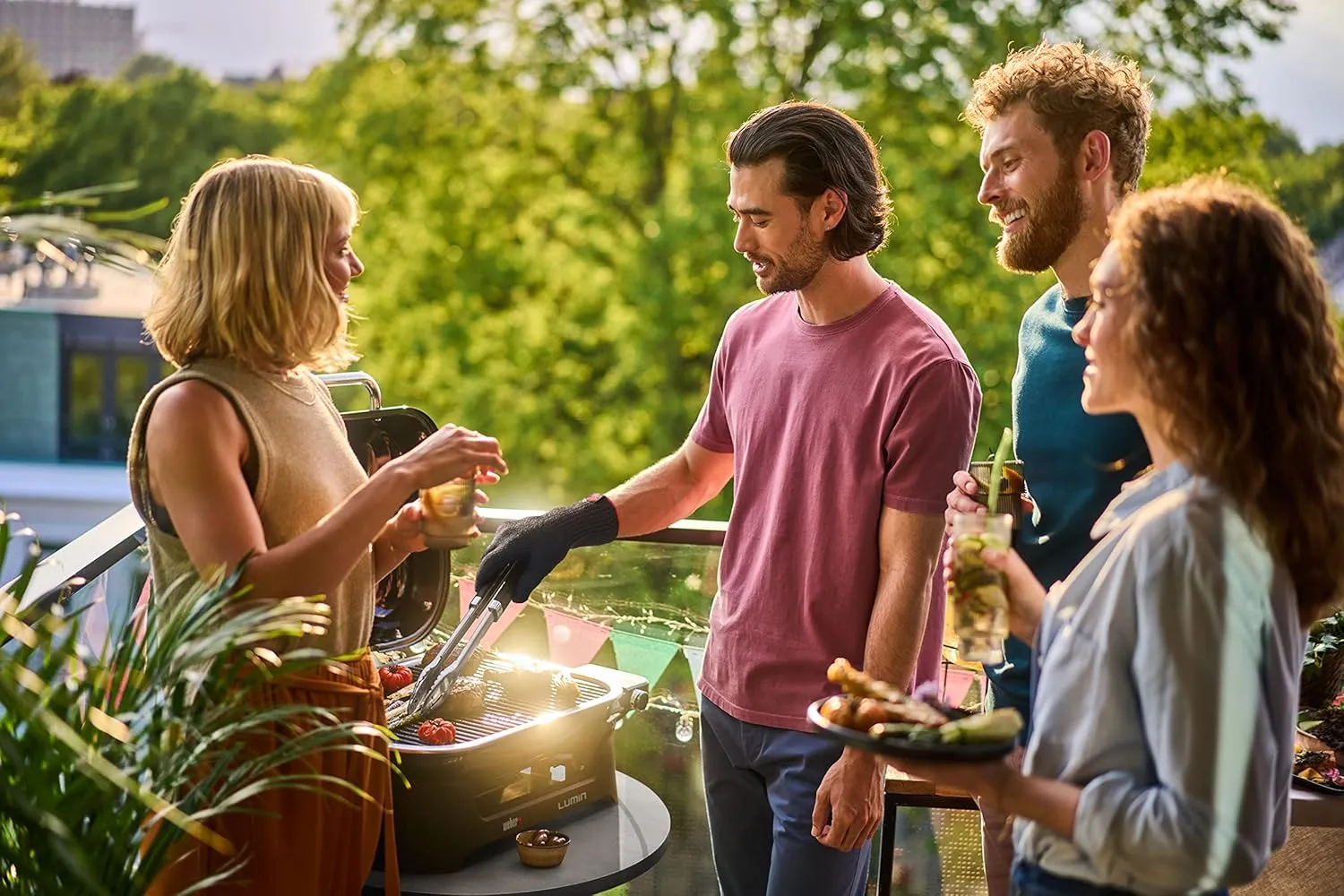 Weber Lumin Compact Outdoor Electric Barbecue Grill, Light Green - Great Small Spaces such as Patios, Balconies, and Decks, Portable and Convenient