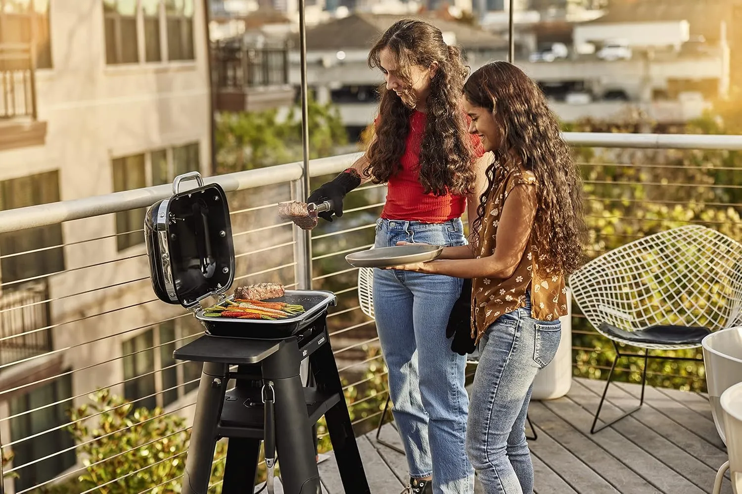 Weber Lumin Compact Outdoor Electric Barbecue Grill, Light Green - Great Small Spaces such as Patios, Balconies, and Decks, Portable and Convenient