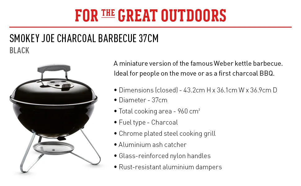 WEBER SMOKEY JOE CHARCOAL GRILL 37cm (14")