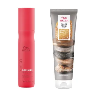 Wella Professionals Color Fresh Mask, Golden Gloss, Natural Shade, Temporary Color, Damage Free, Color-Depositing Hair Mask With Avocado Oil   Invigo Brilliance Miracle BB Color Protection Spray