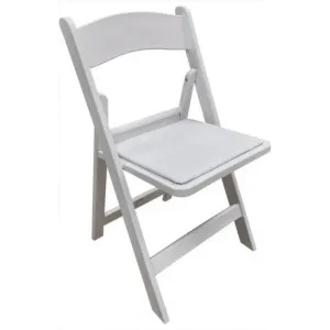 White Resin Folding Chair with Cushion