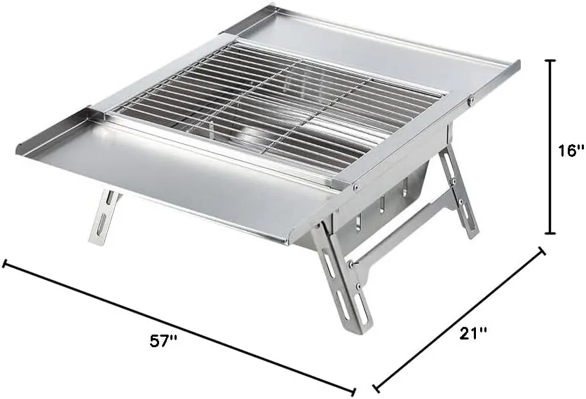 WILD JOURNEY Camping Charcoal Grill for IGT Table, Folding Barbecue Grill with Carry Bag, Portable BBQ Grill for Outdoor Car Camping Cooking Tailgating