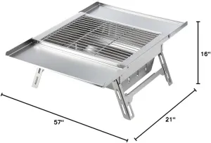 WILD JOURNEY Camping Charcoal Grill for IGT Table, Folding Barbecue Grill with Carry Bag, Portable BBQ Grill for Outdoor Car Camping Cooking Tailgating