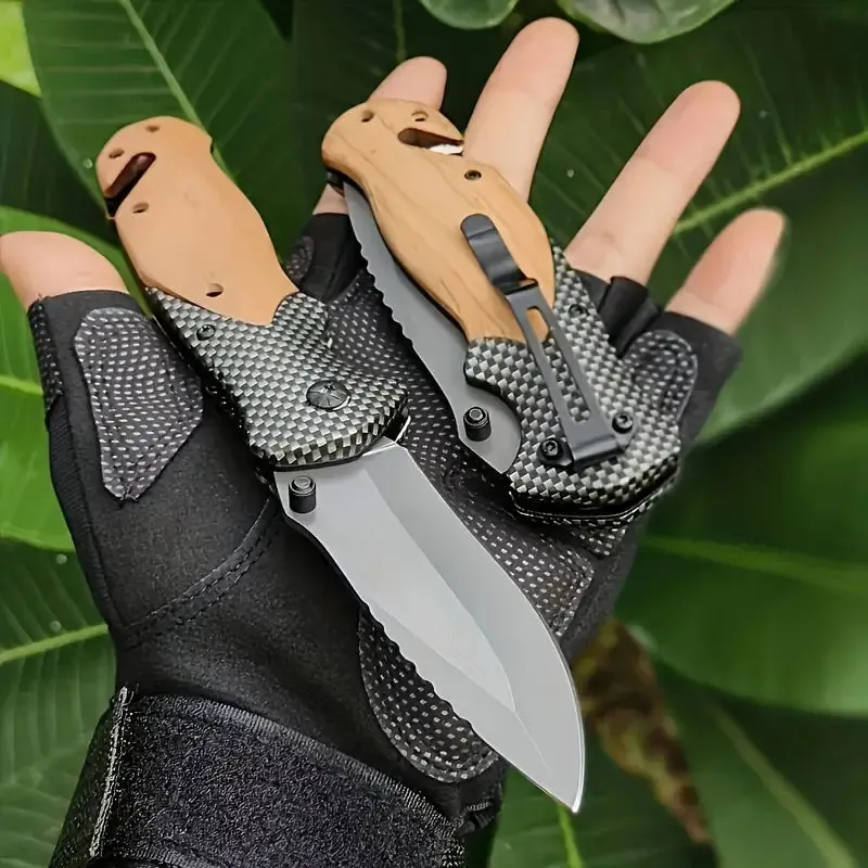 Wild West Trailblade: High-Hardness Survival Folding Knife with Wood Handle