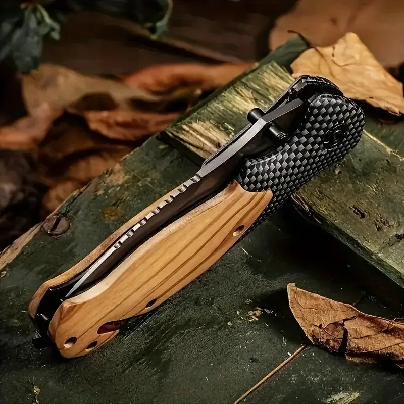 Wild West Trailblade: High-Hardness Survival Folding Knife with Wood Handle