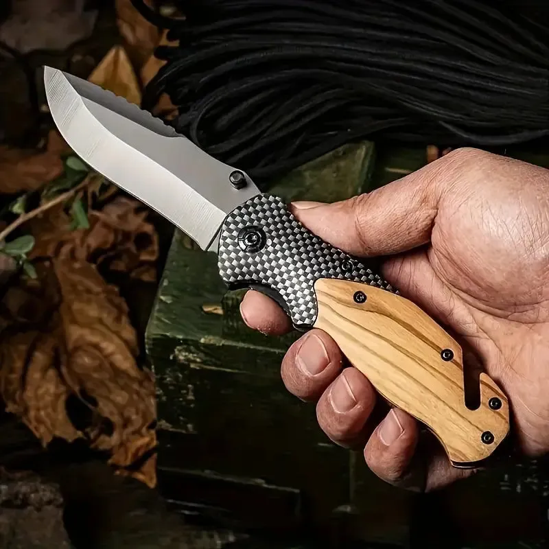 Wild West Trailblade: High-Hardness Survival Folding Knife with Wood Handle