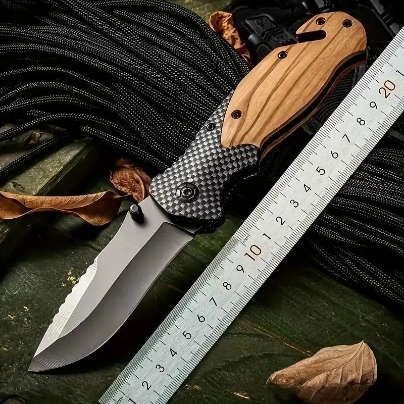 Wild West Trailblade: High-Hardness Survival Folding Knife with Wood Handle