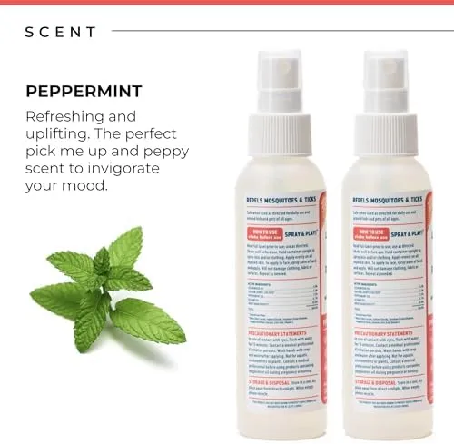 Wondercide - Mosquito, Tick, and Insect Repellent with Natural Essential Oils - DEET-Free Bug Spray and Killer - Safe for Family - Peppermint 2-Pack of 4 oz Bottle