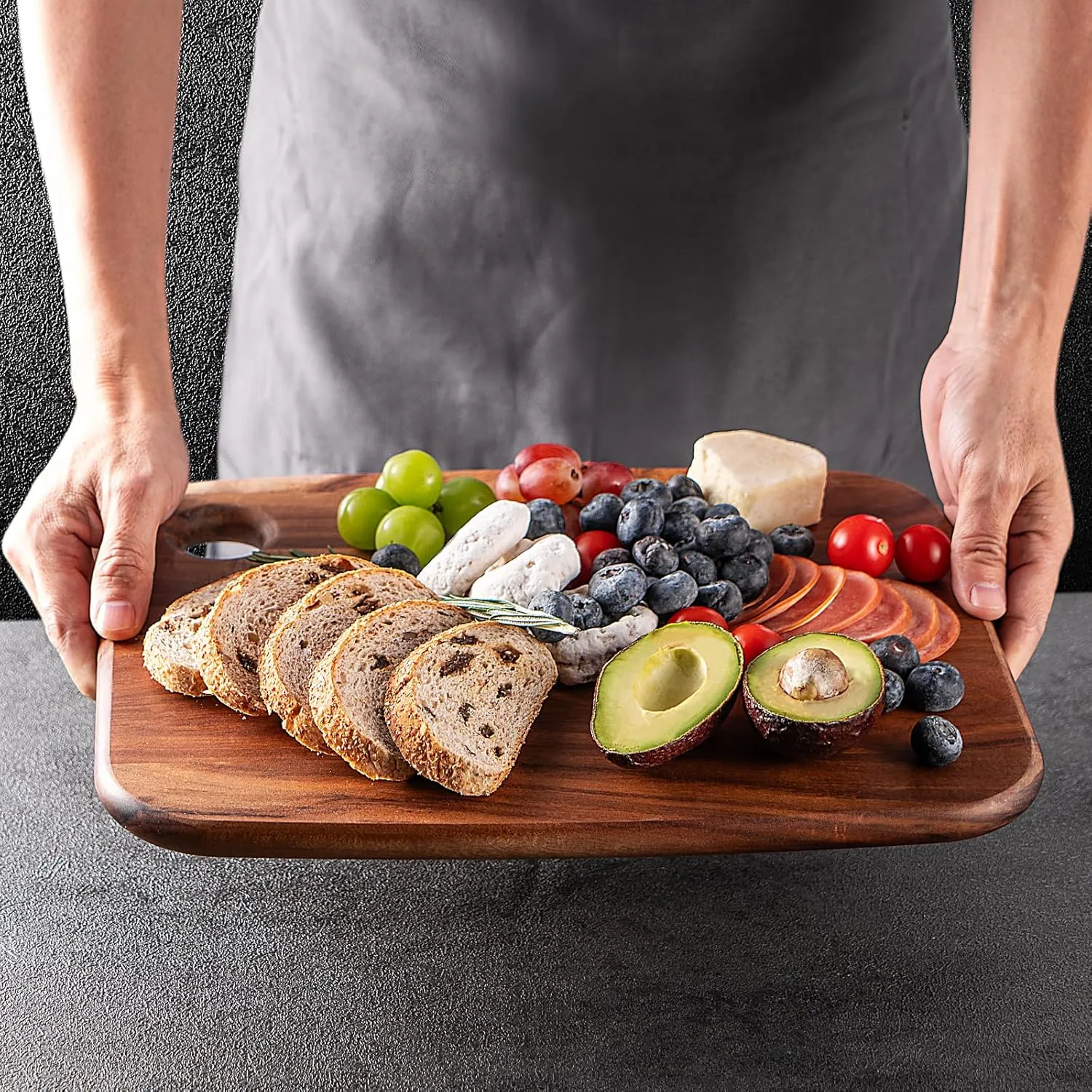 Wood Cutting Boards for Kitchen,JAMES.F Acacia Wooden Heavy Duty Cutting Board, Wooden Chopping Boards Serving Boards with Hang Hole for Meat, Bread or Vegetables (Medium,14.2" x 11" x 0.7")