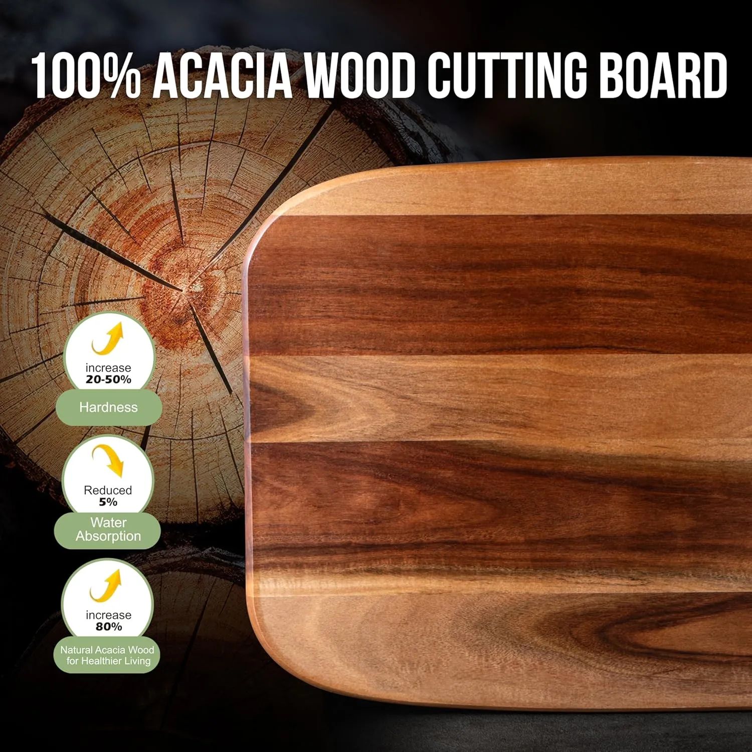 Wood Cutting Boards for Kitchen,JAMES.F Acacia Wooden Heavy Duty Cutting Board, Wooden Chopping Boards Serving Boards with Hang Hole for Meat, Bread or Vegetables (Medium,14.2" x 11" x 0.7")