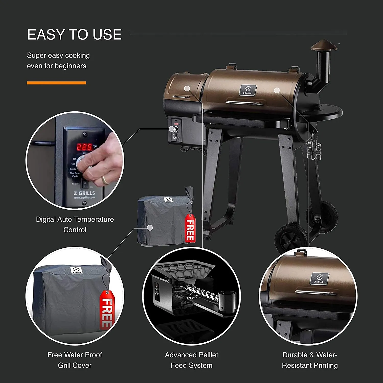 Wood Pellet Barbecue Grill And Smoker with Digital