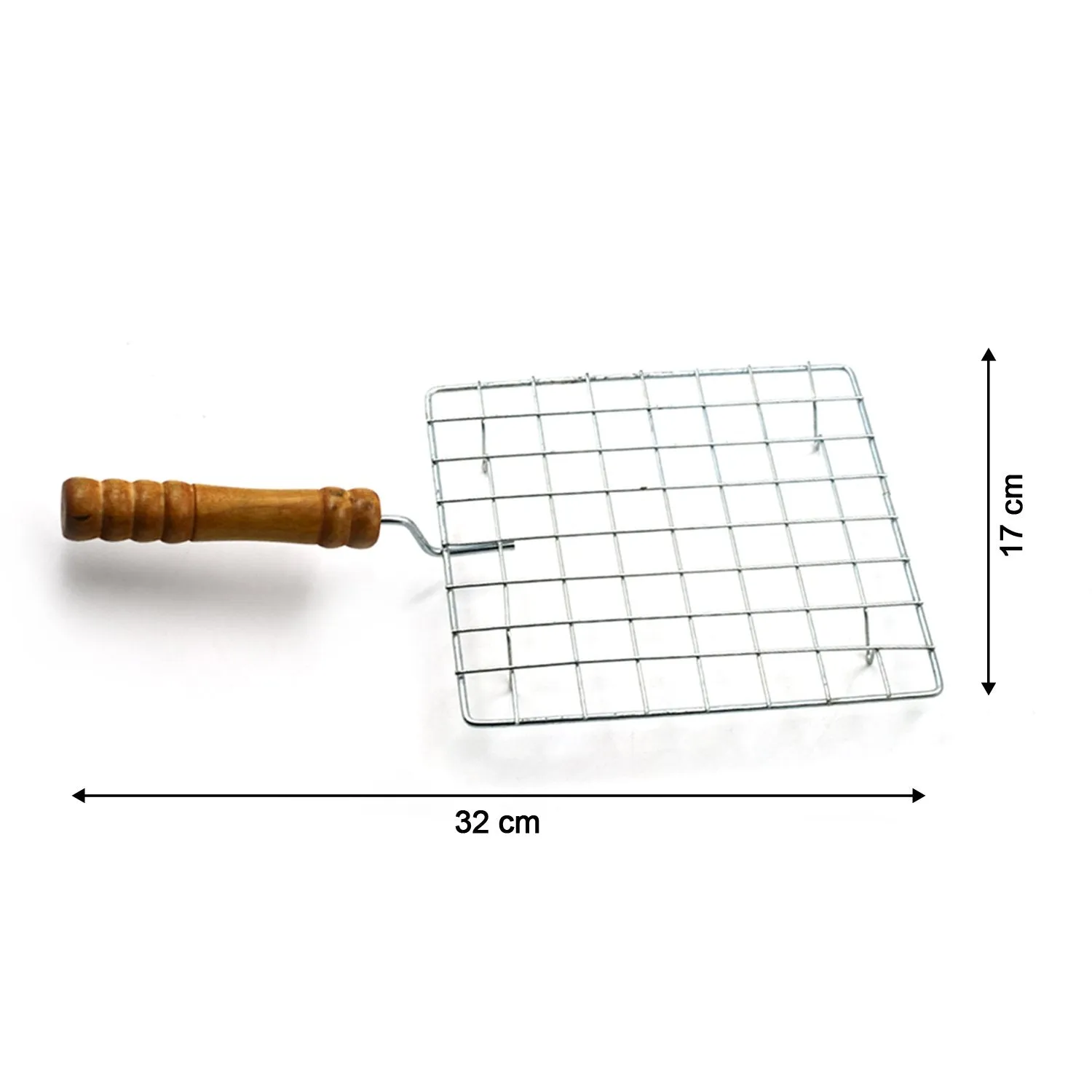 Wooden Barbecue Steel Handle with Stainless Reduced prices Square Grill Full assortment