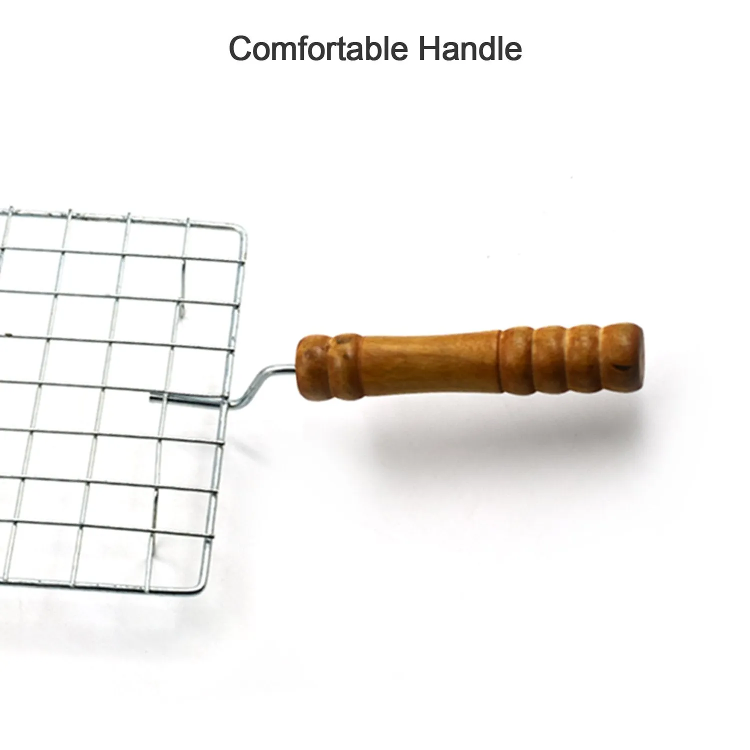 Wooden Barbecue Steel Handle with Stainless Reduced prices Square Grill Full assortment
