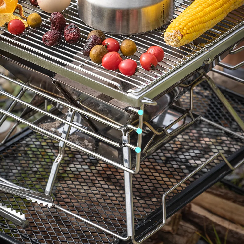 X-TWO Stainless Steel BBQ Grill, Sturdy Charcoal Barbecue Stove