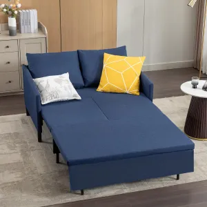 XSPRACER 3-in-1 Convertible Sleeper Sofa, Loveseat Sofa Couch with Pullout Bed and Storage for Living Room, Bedroom, Balcony, RV, Linen, Denim Blue